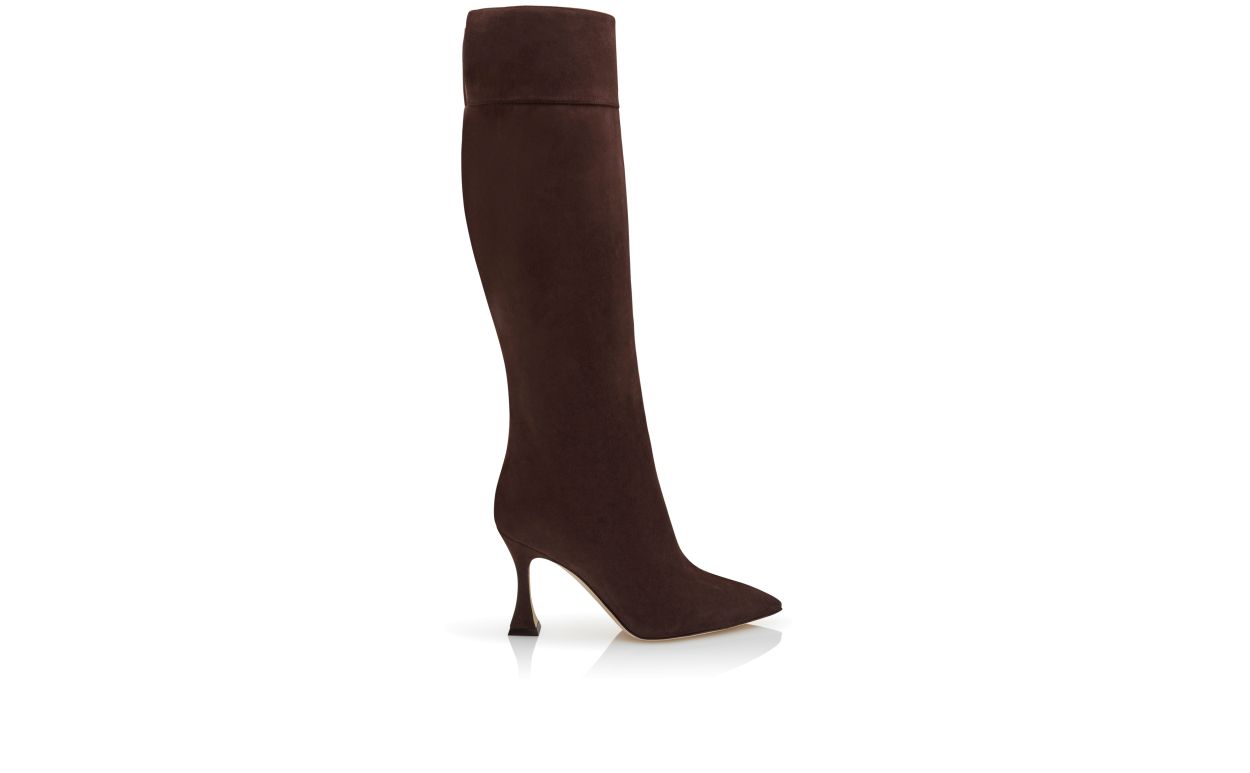 Stivali Al Ginocchio in Suede Marrone Scuro