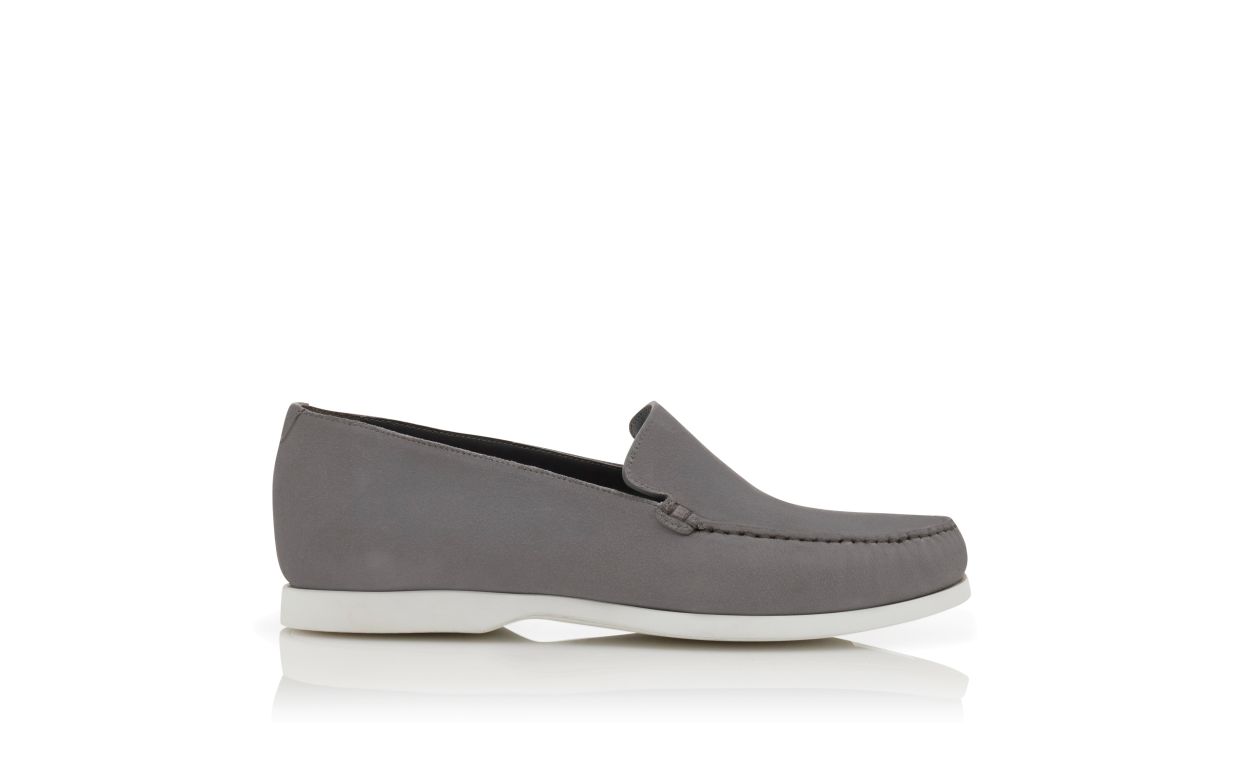 Scarpe da barca in suede grigio