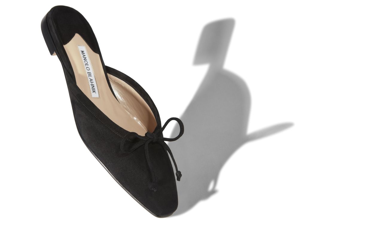 Mule Piatte in Suede Nero