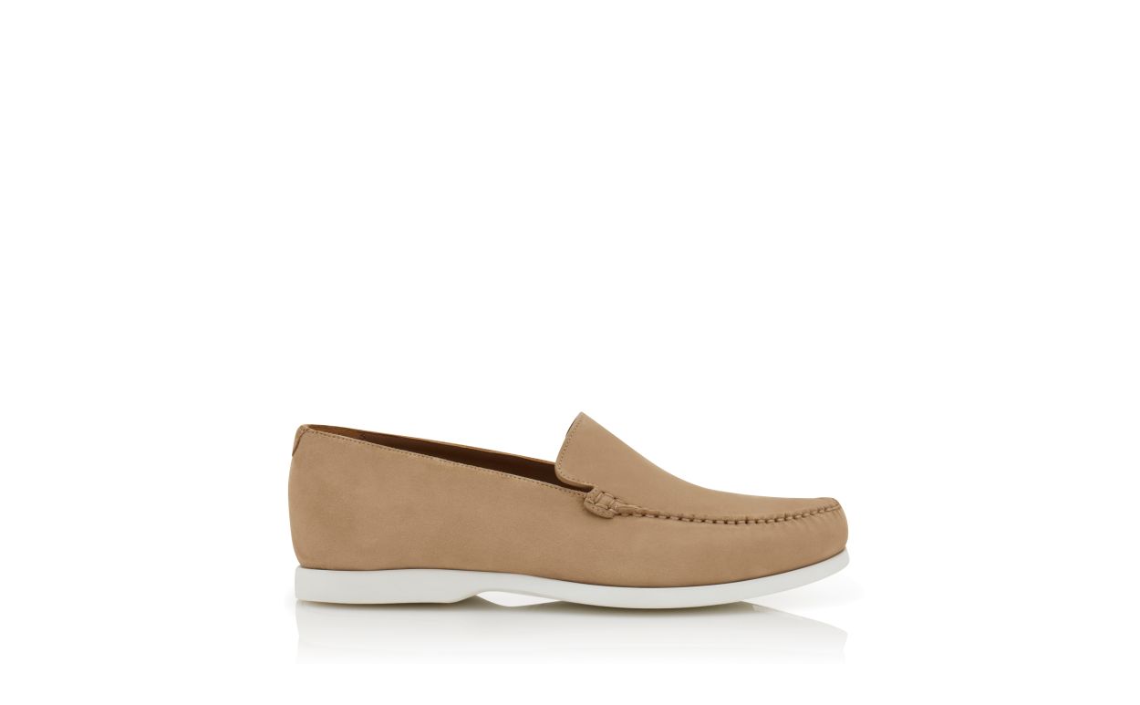 Scarpe da barca in camoscio beige