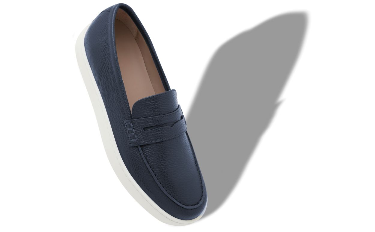 Mocassini Slip-On in Pelle di Vitello Blu Notte