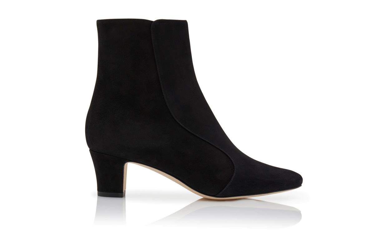 Stivali alla caviglia tonda in suede nero
