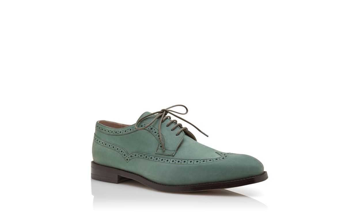 Oxfords in Pelle Suede Verde Scuro con Allacciatura