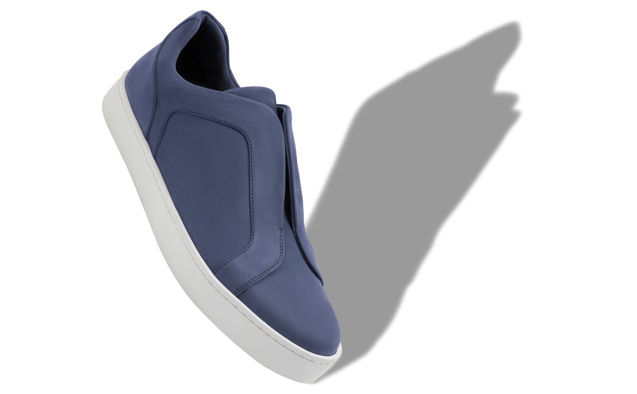 Scarpe da Ginnastica in Pelle di Vitello Blu Notte