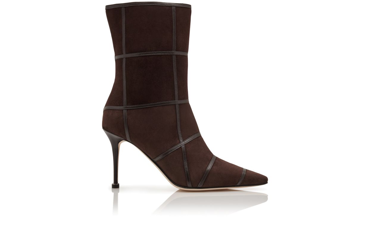 Stivali alla caviglia in suede marrone scuro con dettaglio a croce