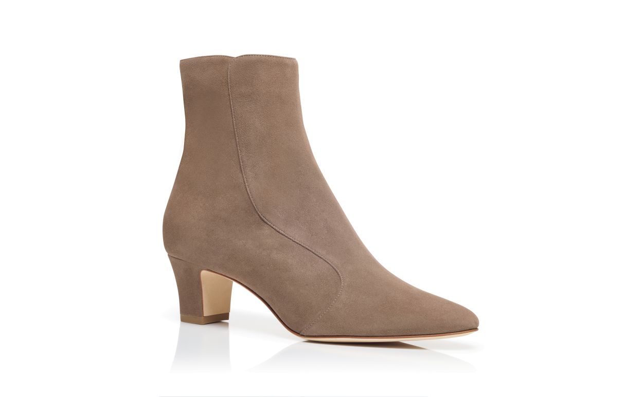 Stivali alla Caviglia in Suede Marrone Chiaro