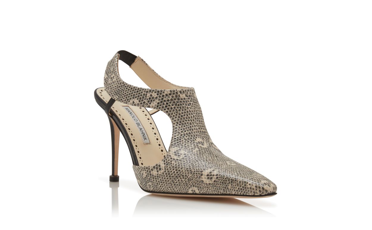 Pumps T-Bar in pelle di vitello con stampa coccodrillo