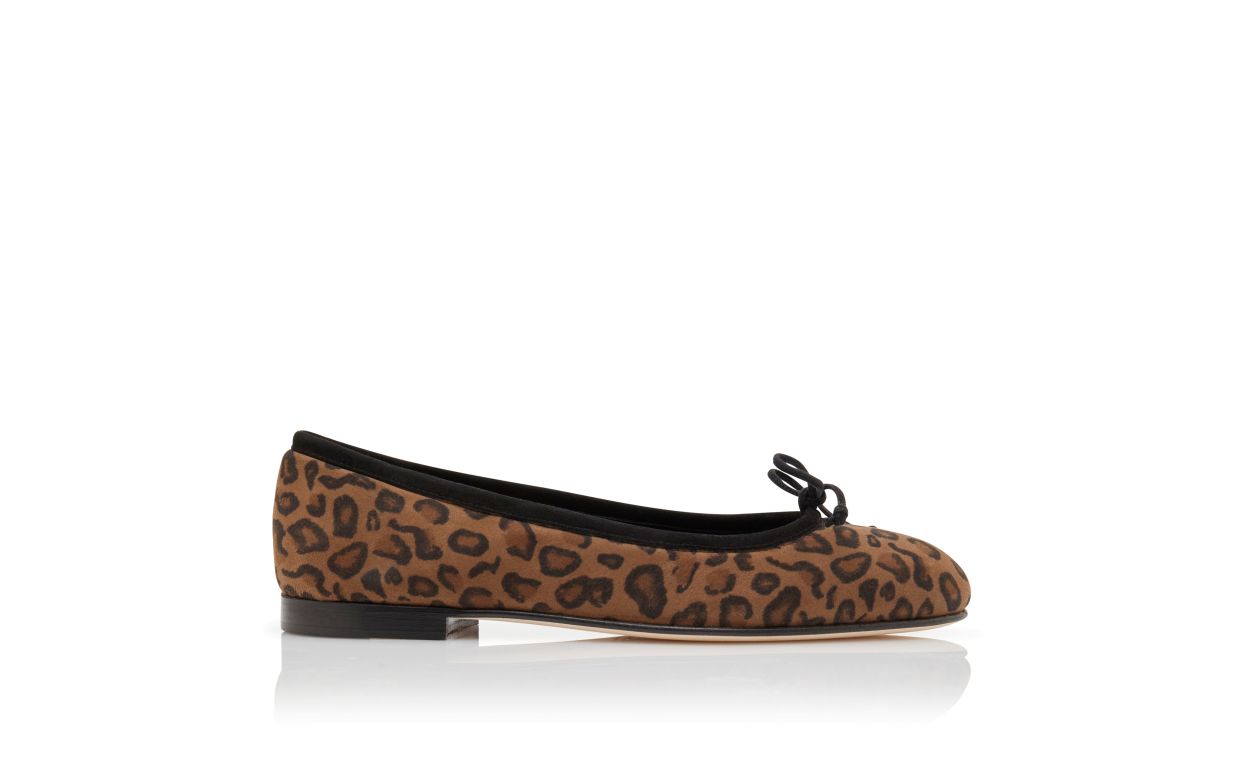 Pantofole Ballet in Sueda Marrone con Stampato Animale