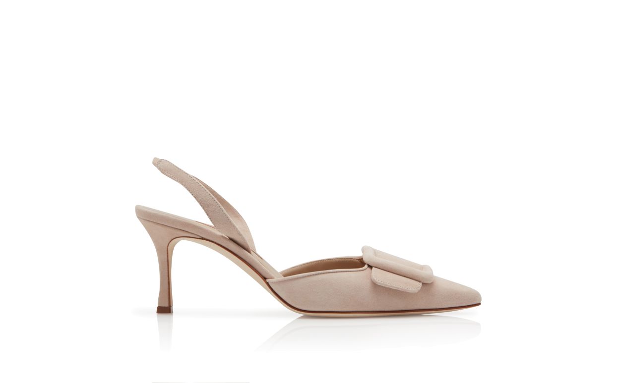 Pumps Slingback in Suede Beige Chiaro