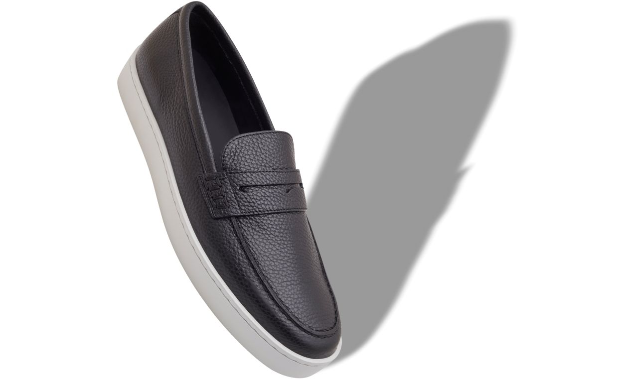 Mocassini in pelle di vitello nera con chiusura slip-on