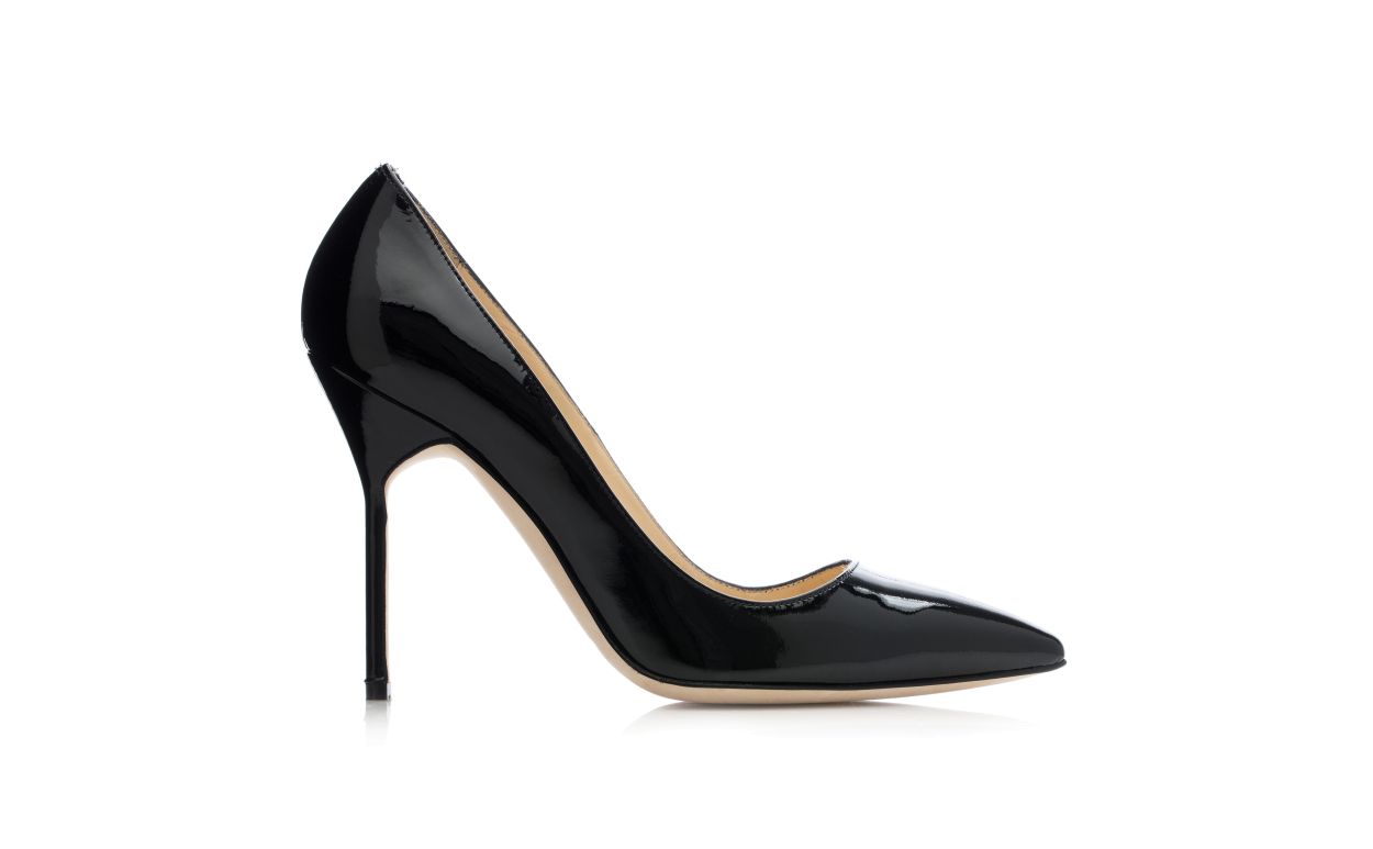 Pumps Punta Tonda in Pelle Lucida Nera