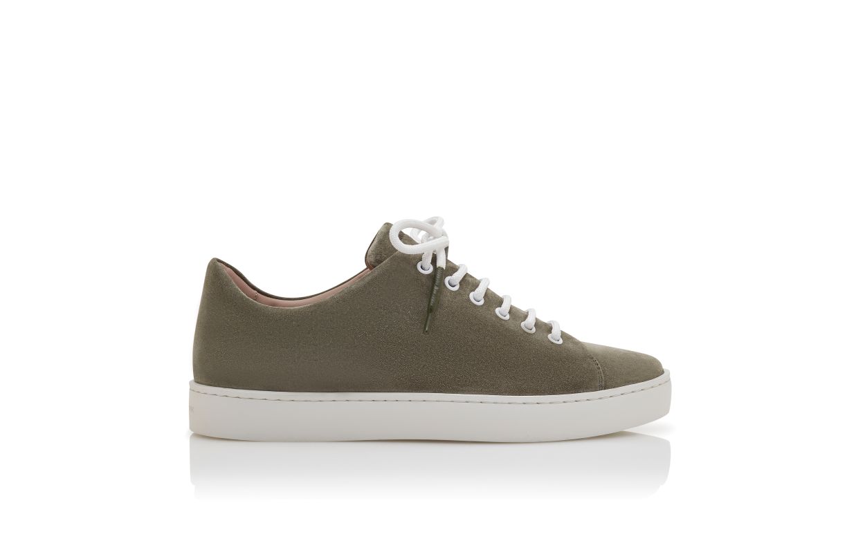 Scarpe da ginnastica in suede khaki con lacci