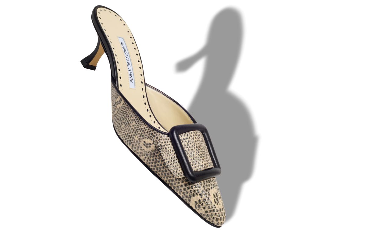 Mules in pelle di vitello con stampa coccodrillo