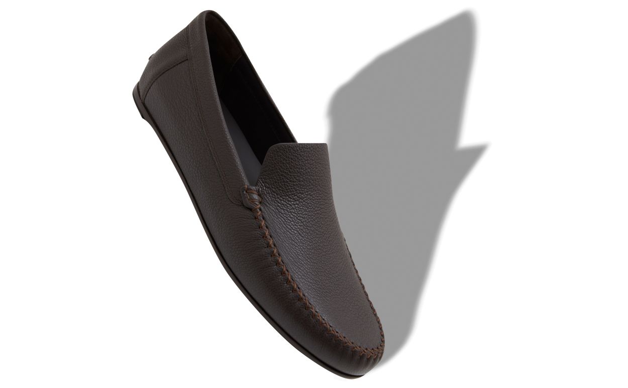 Pantofole in pelle di vitello marrone scuro