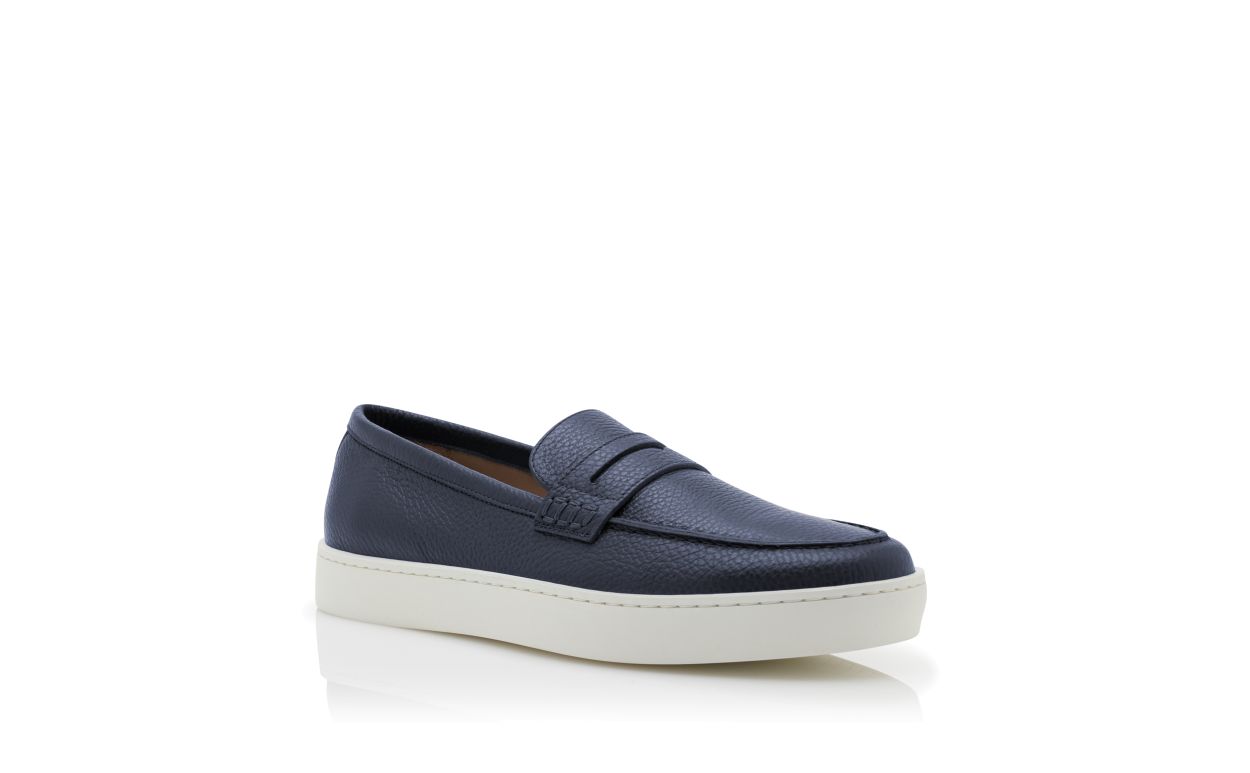 Mocassini Slip-On in Pelle di Vitello Blu Notte