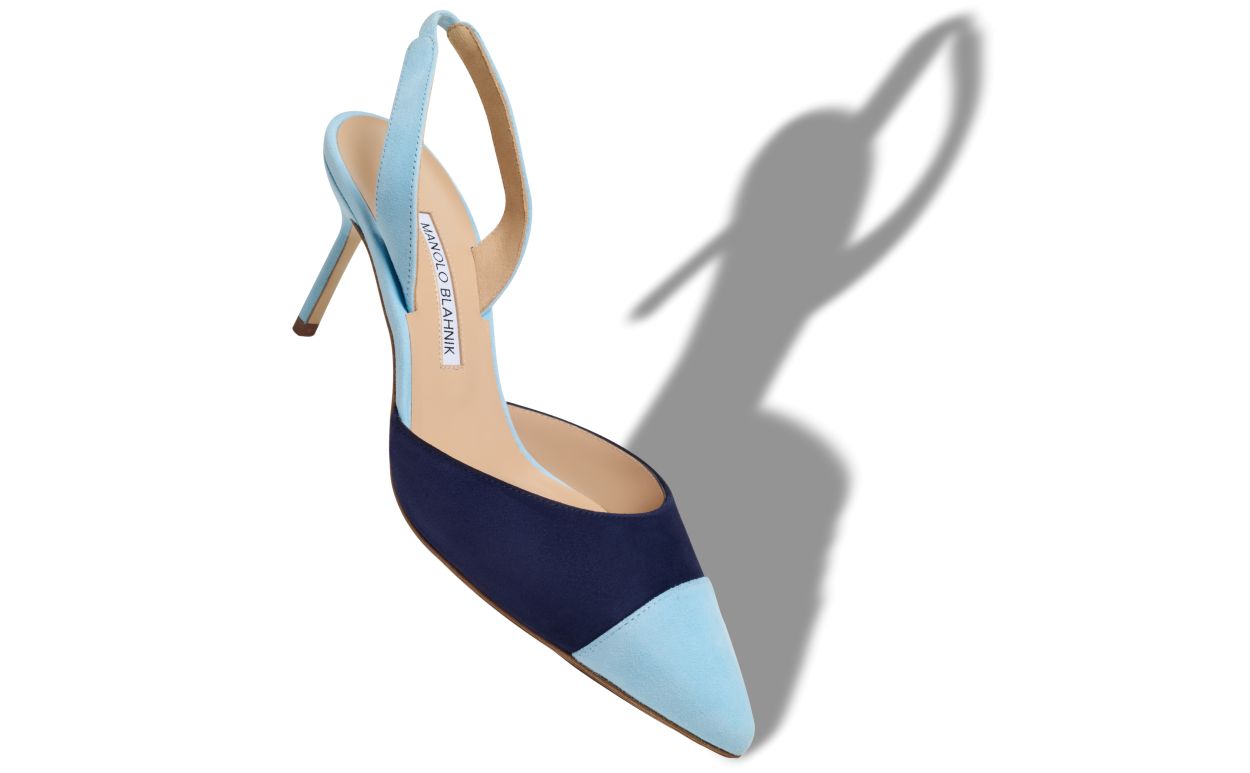 Pumps Slingback in Suede Blu