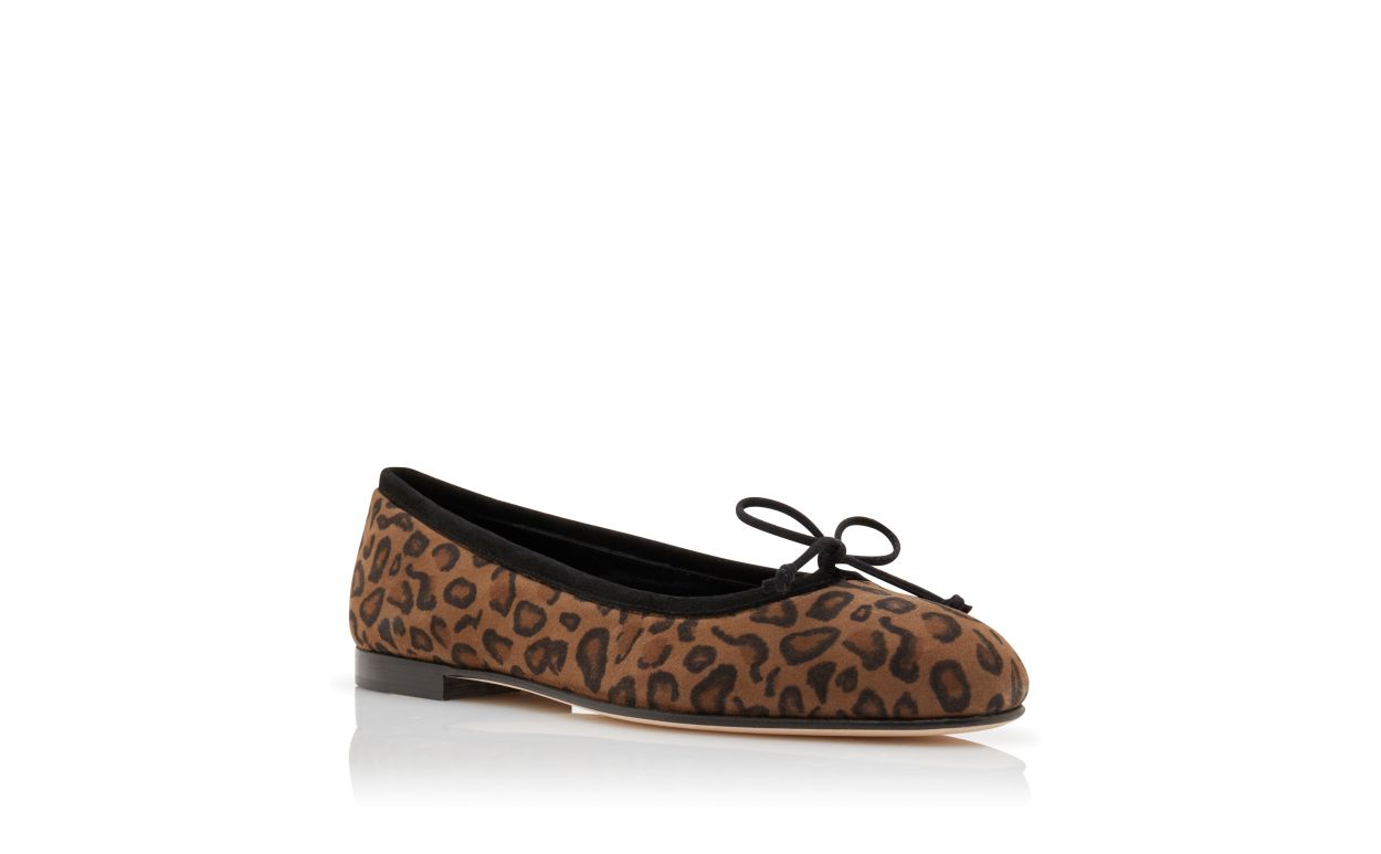 Pantofole Ballet in Sueda Marrone con Stampato Animale
