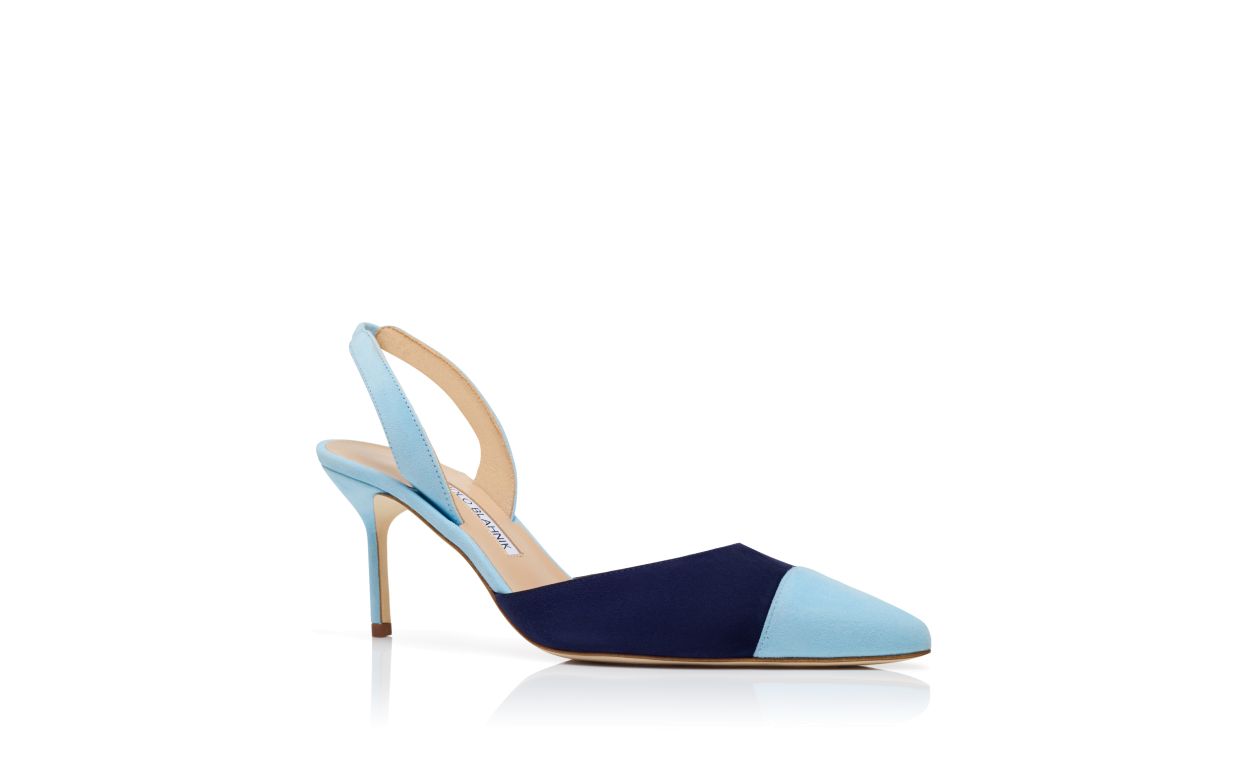 Pumps Slingback in Suede Blu