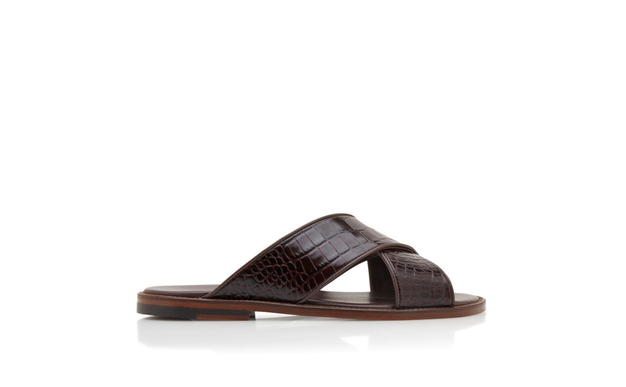 Sandali in pelle di vitello marrone scuro