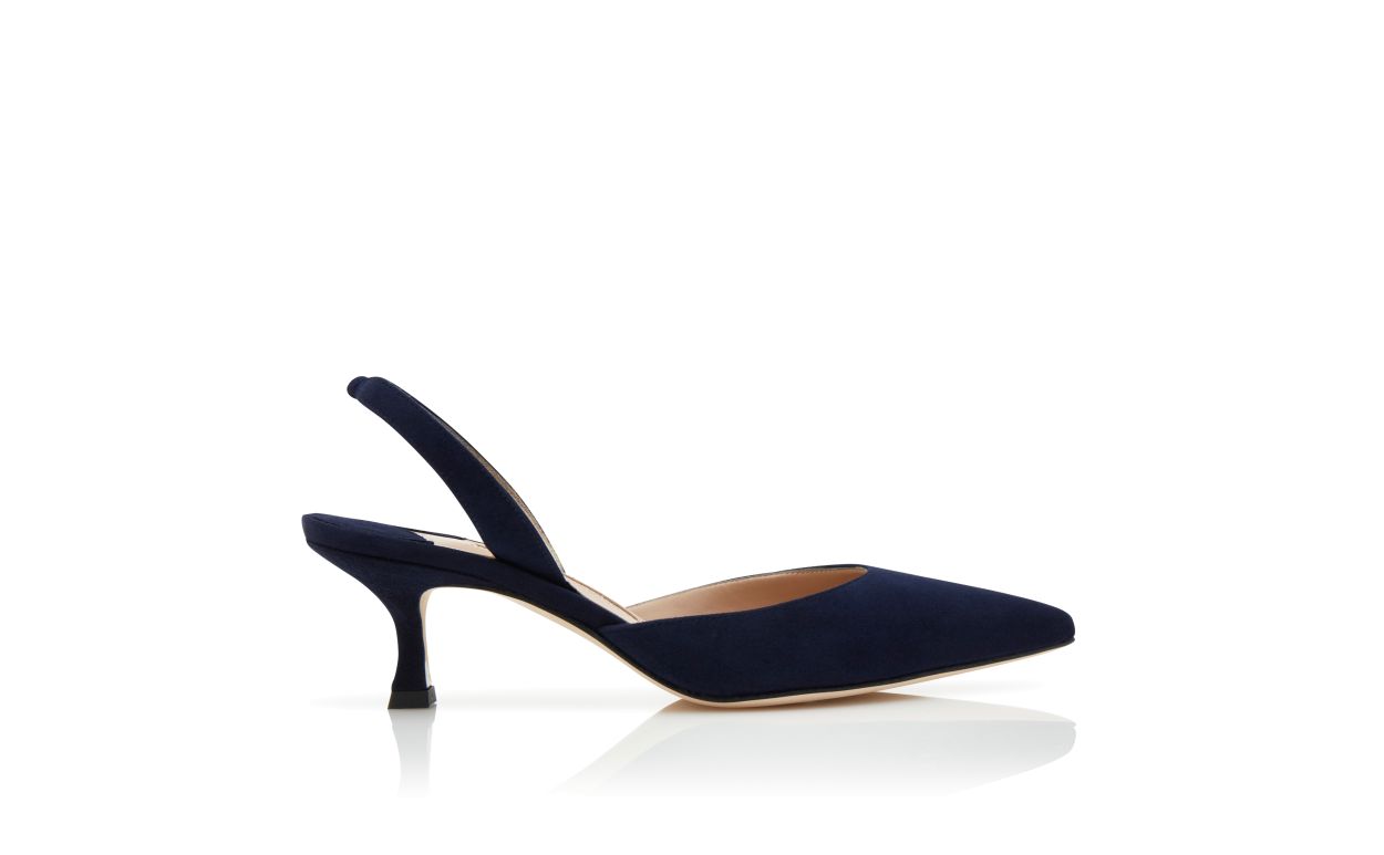 Pumps Slingback in Suede Blu Navy