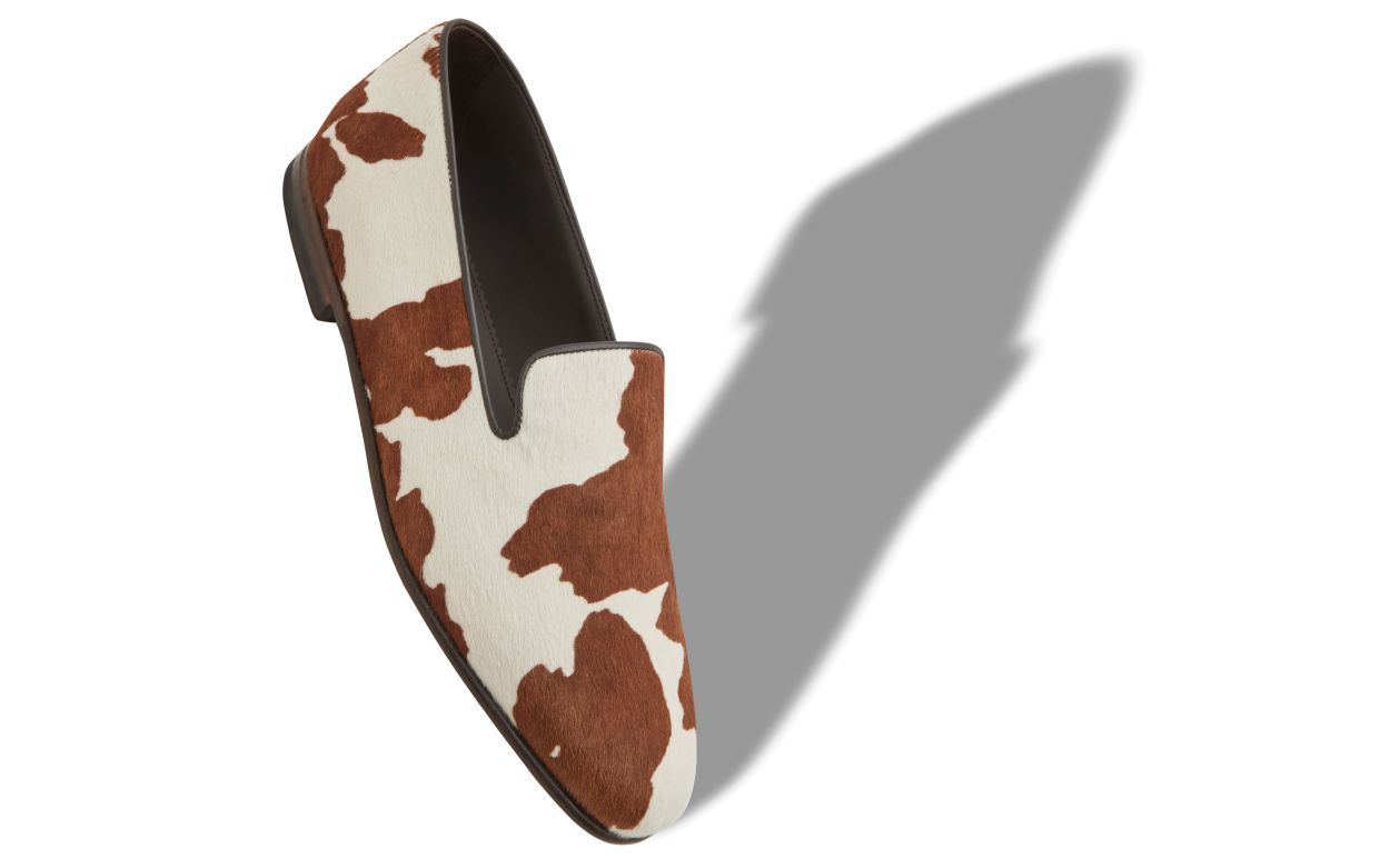 Loafers in pelle di vitello con stampa di vacca