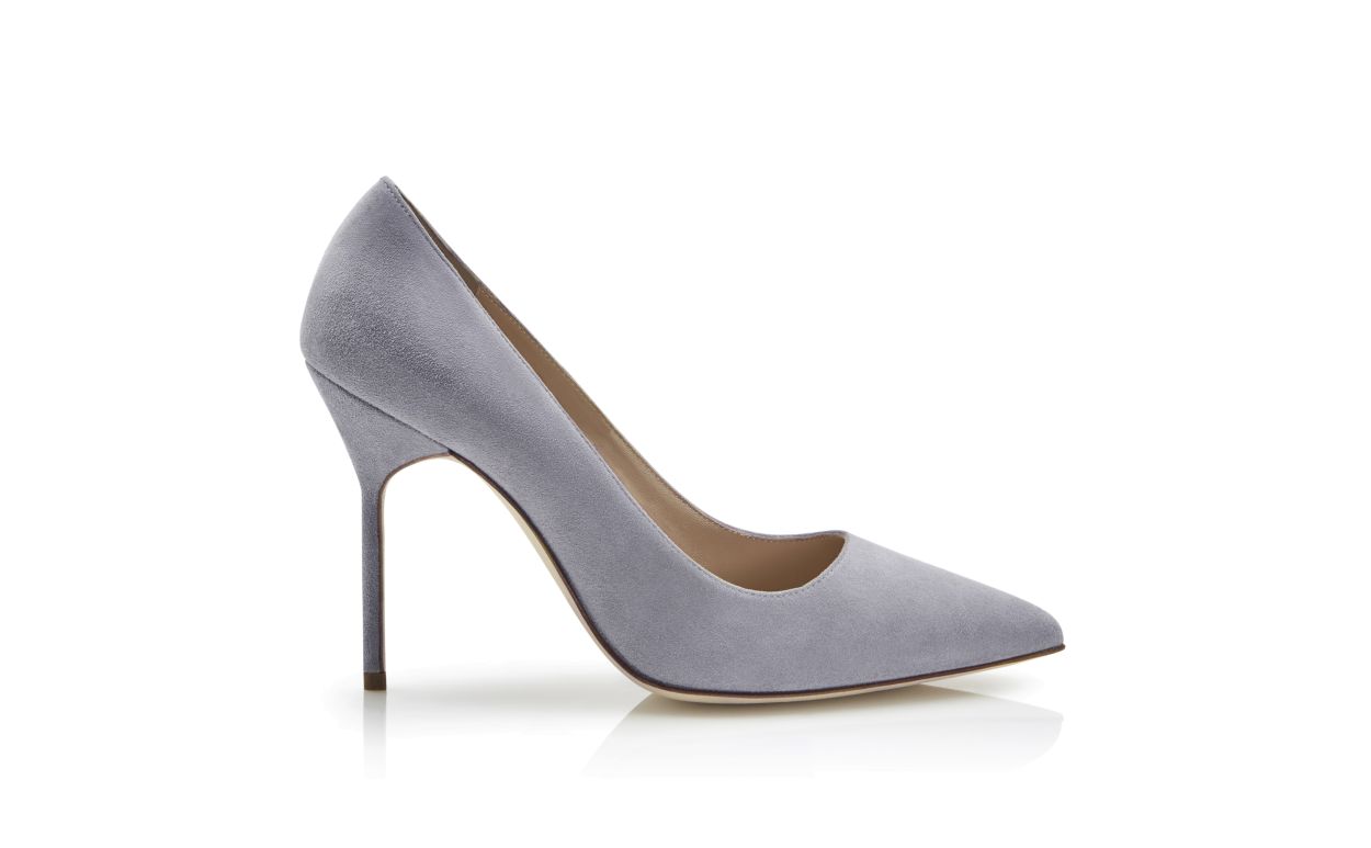 Pumps Punta Tonda in Suede Grigio Chiaro