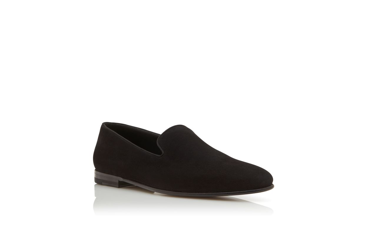 Loafers in Pelle Suede Nera