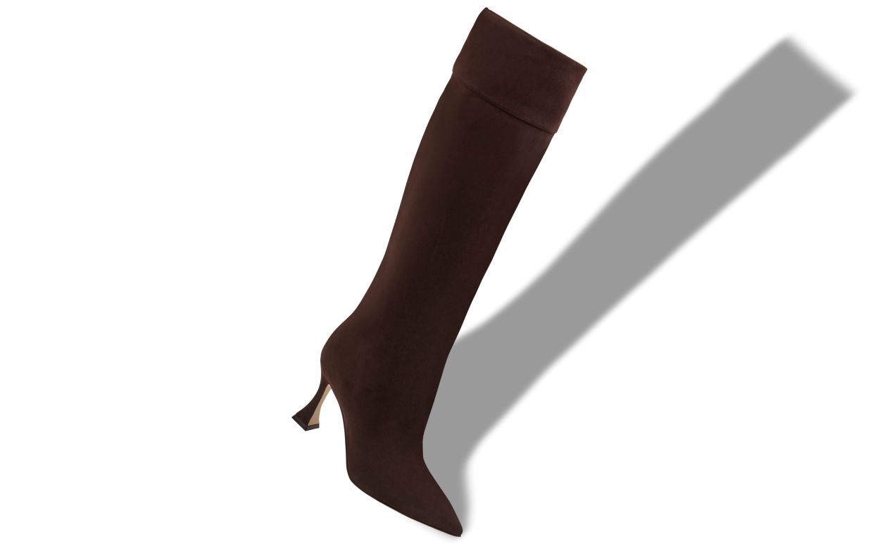 Stivali Al Ginocchio in Suede Marrone Scuro