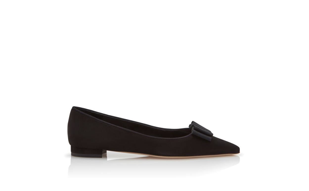 Pantofole Ballet in Suede Nero con Dettaglio Fiocco