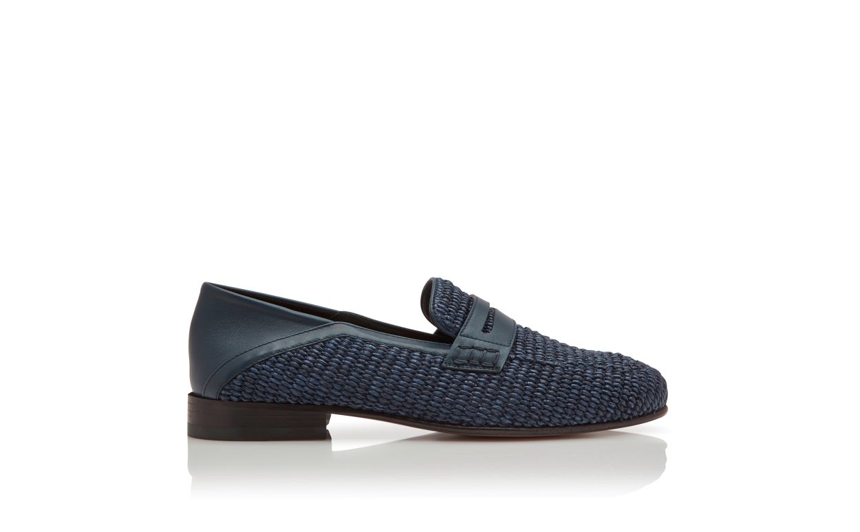 Loafer Penny in rafia blu navy