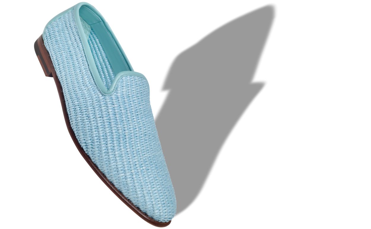 Loafers in rafia blu chiaro