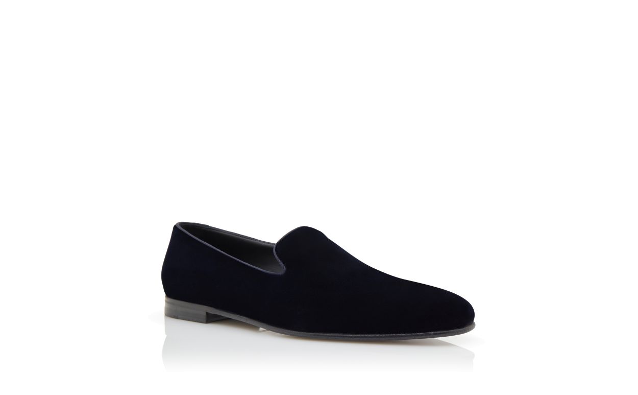 Loafers in velluto blu navy