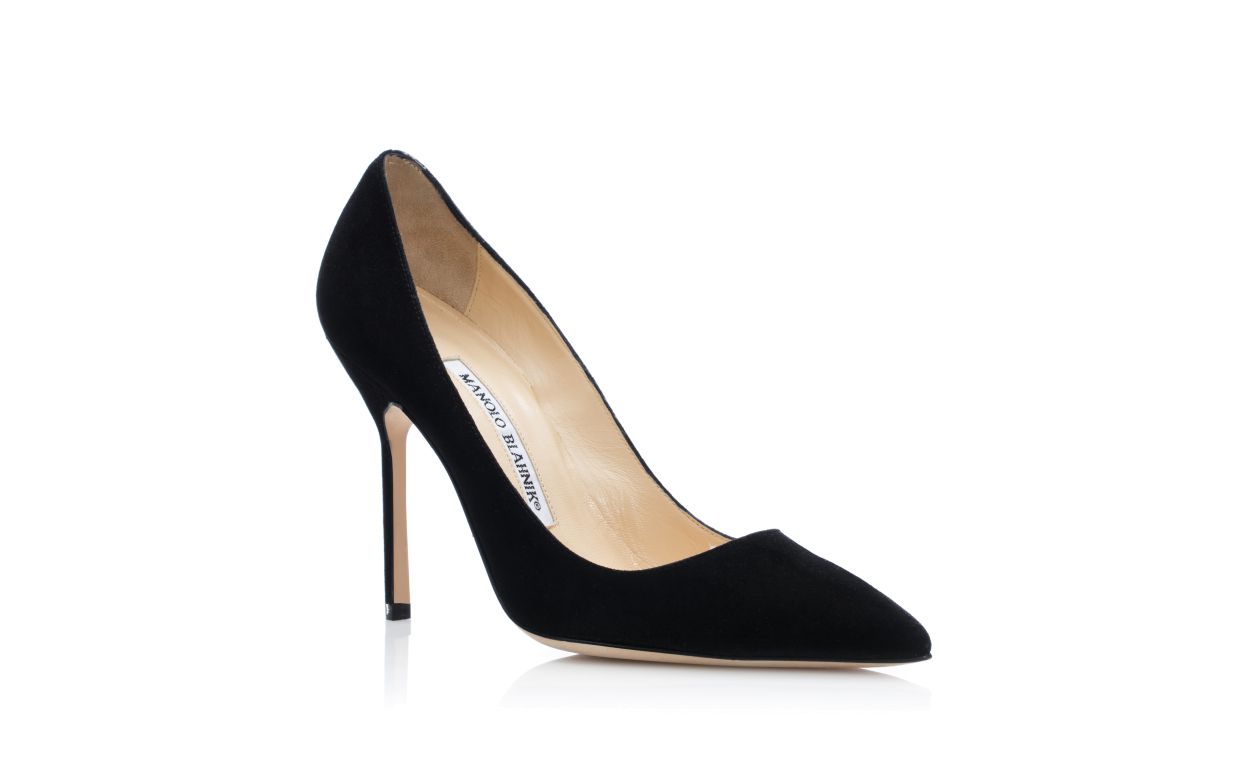 Pumps Punta Tonda in Suede Nero