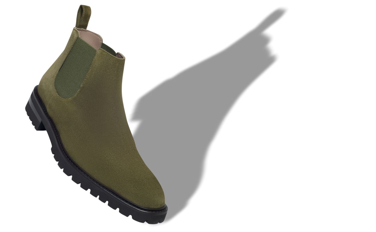 Stivali alla caviglia in camoscio kaki