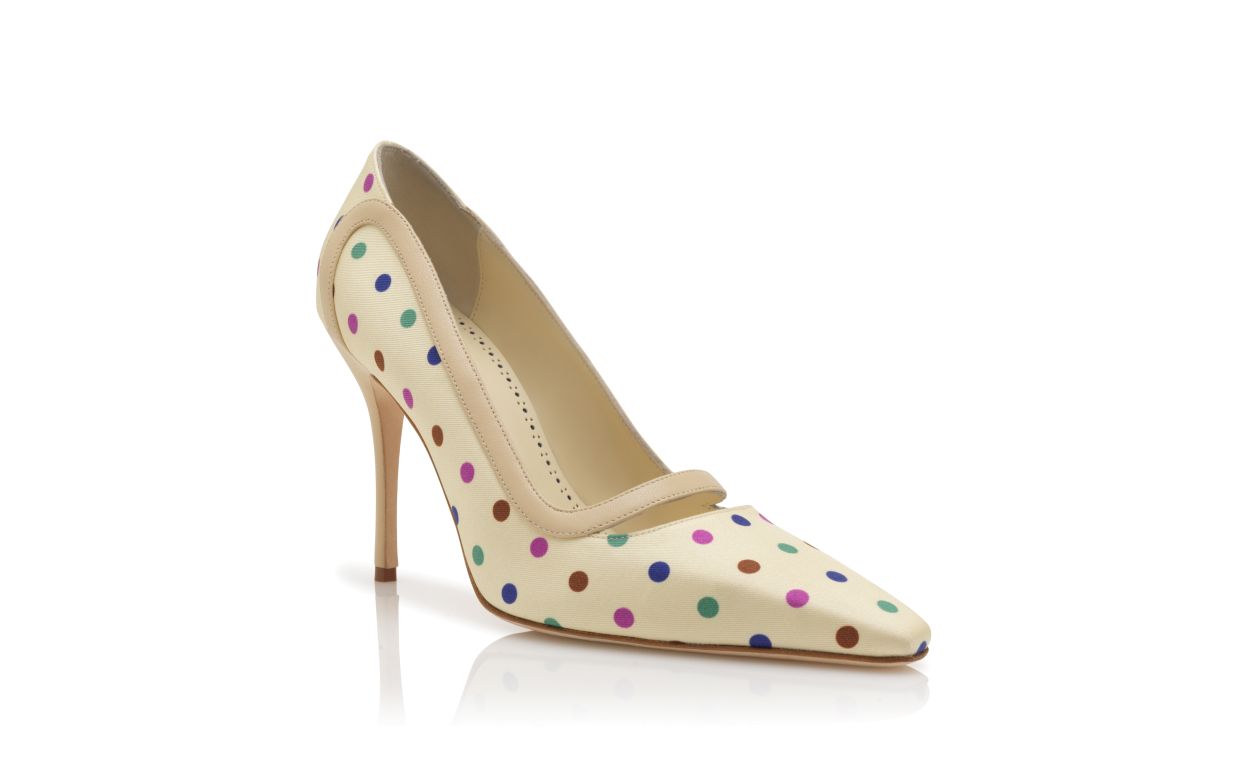 Pumps in Seta con Dettagli a Puntini Rosa