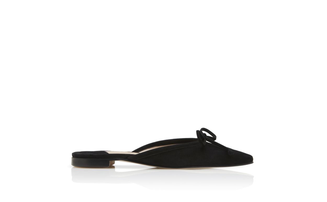 Mule Piatte in Suede Nero
