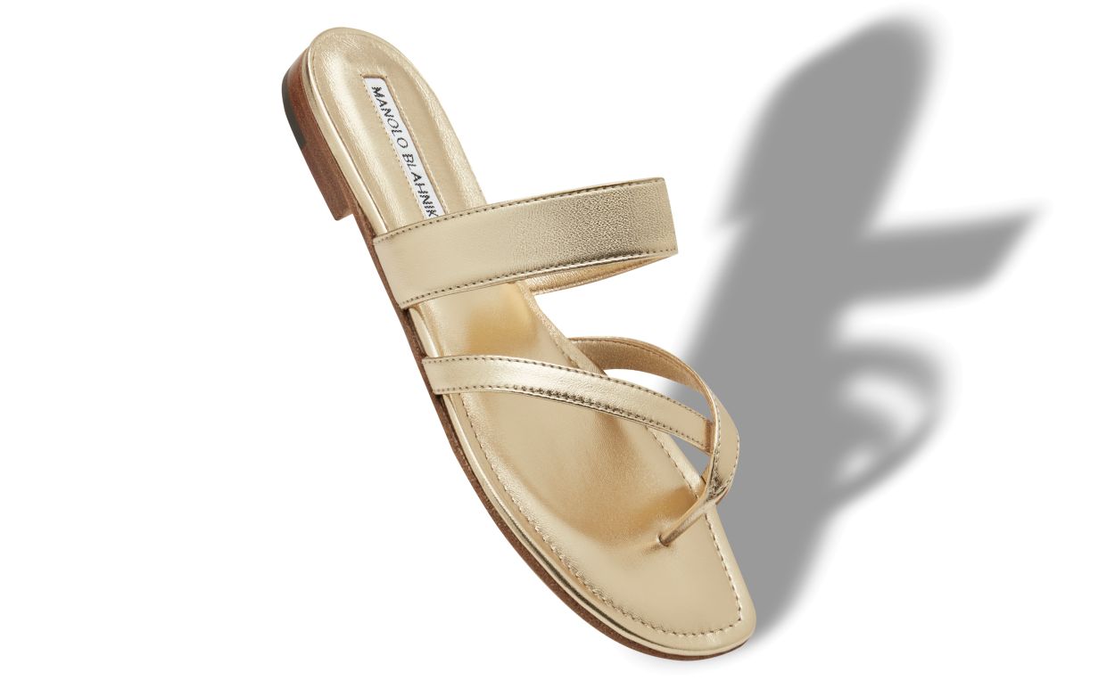Sandali Piatto in Pelle Nappa Oro