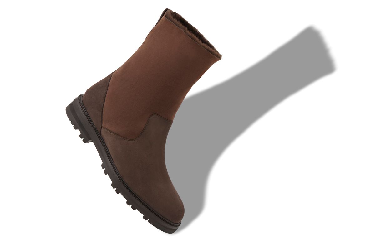 Stivali medio polpaccio in suede marrone scuro