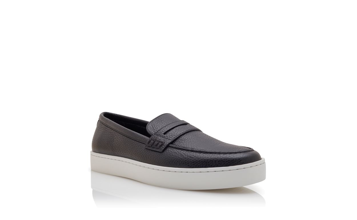 Mocassini in pelle di vitello nera con chiusura slip-on