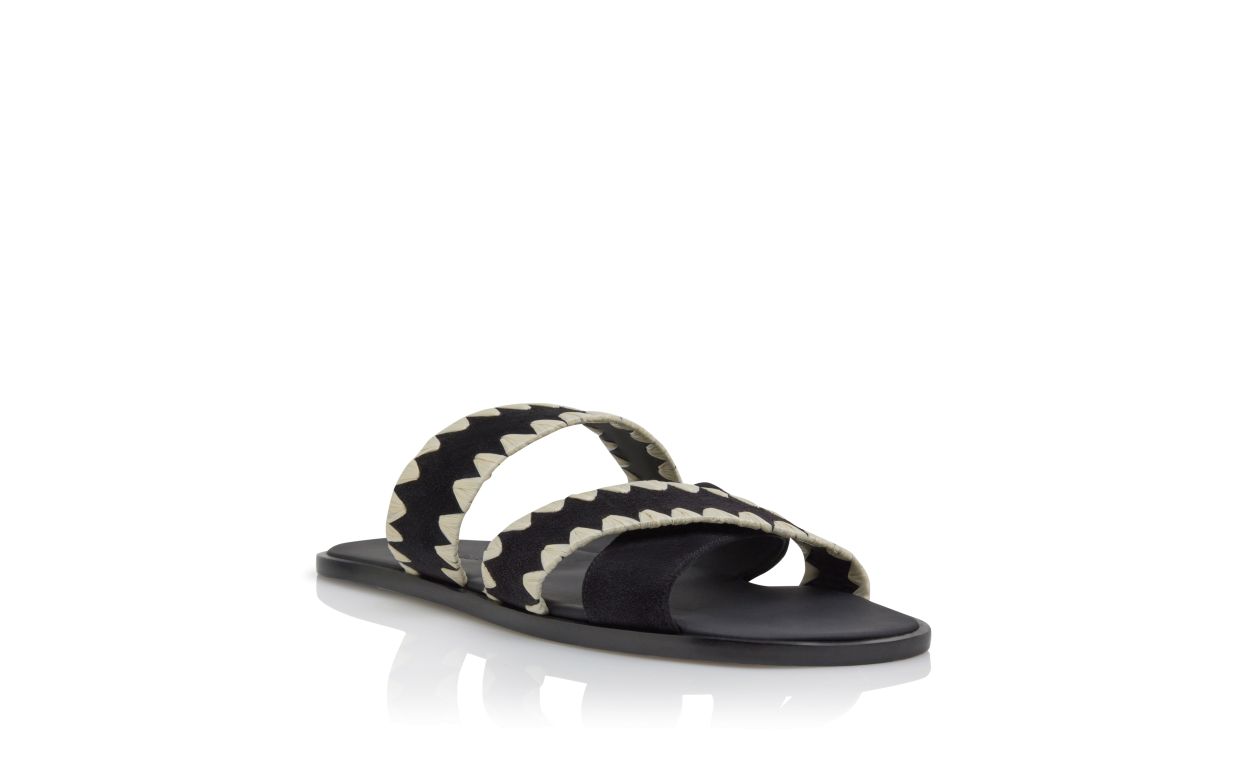 Sandali con punti a copertura in suede nero