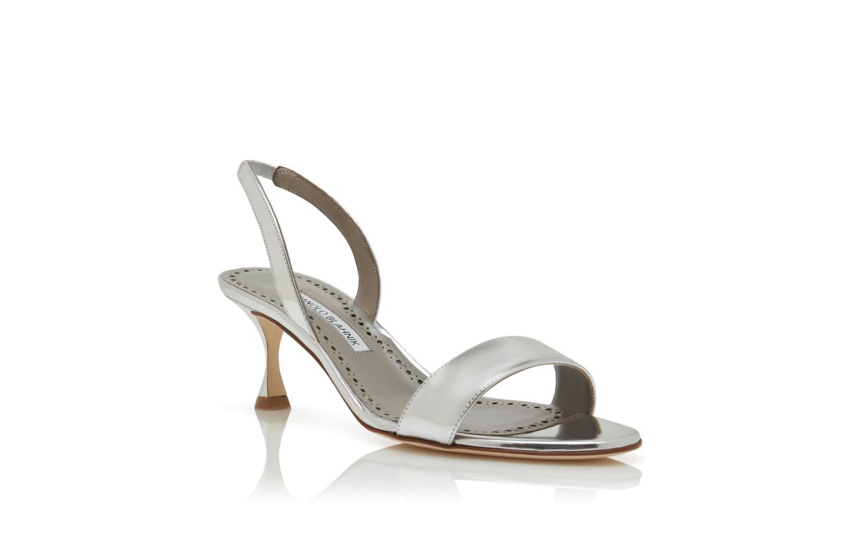 Sandali slingback in pelle di vitello argento