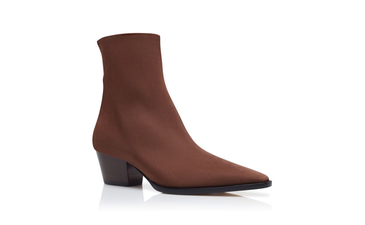 Stivali alla Caviglia in Nubuck Marrone