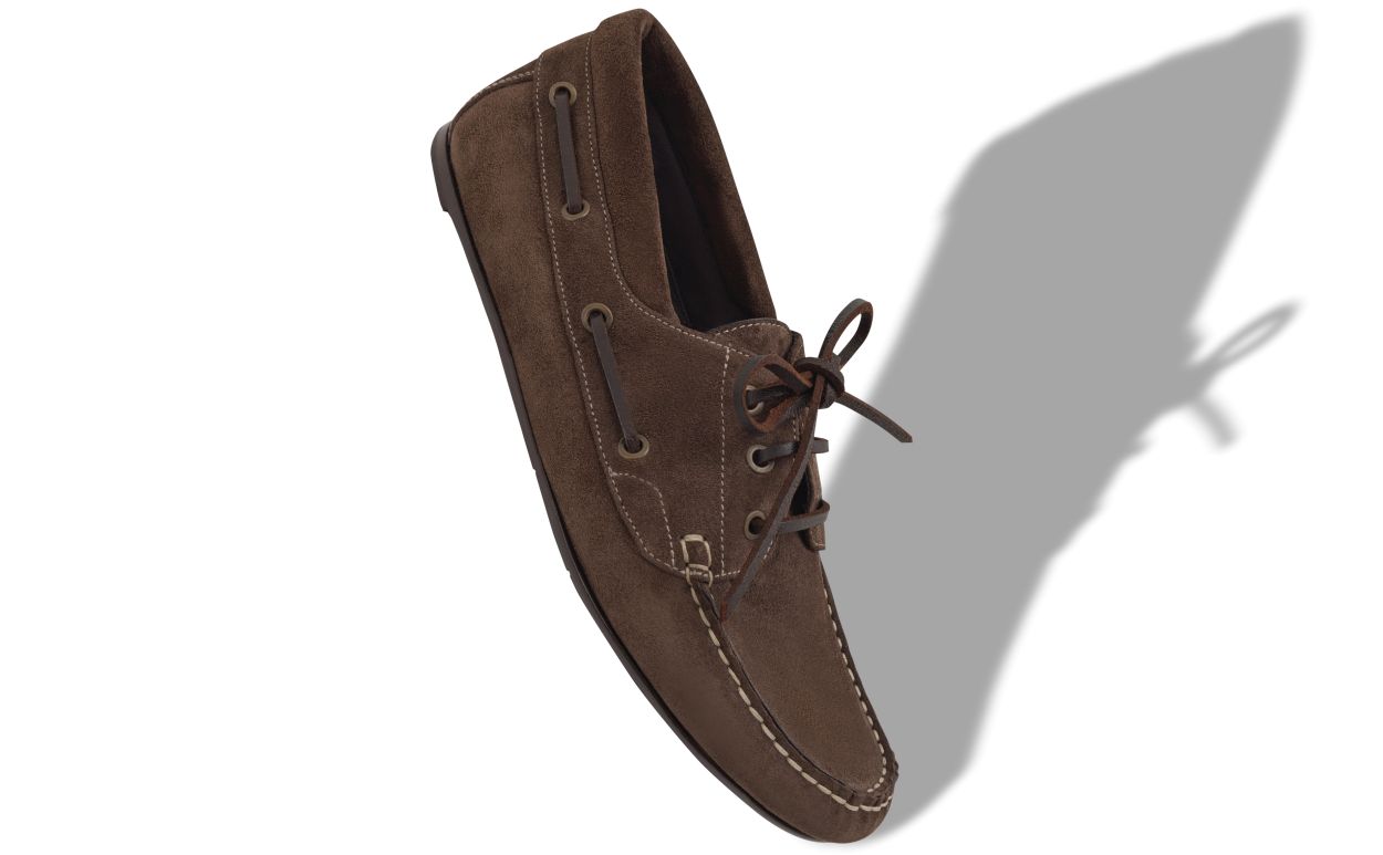 Scarpe da barca in camoscio marrone scuro