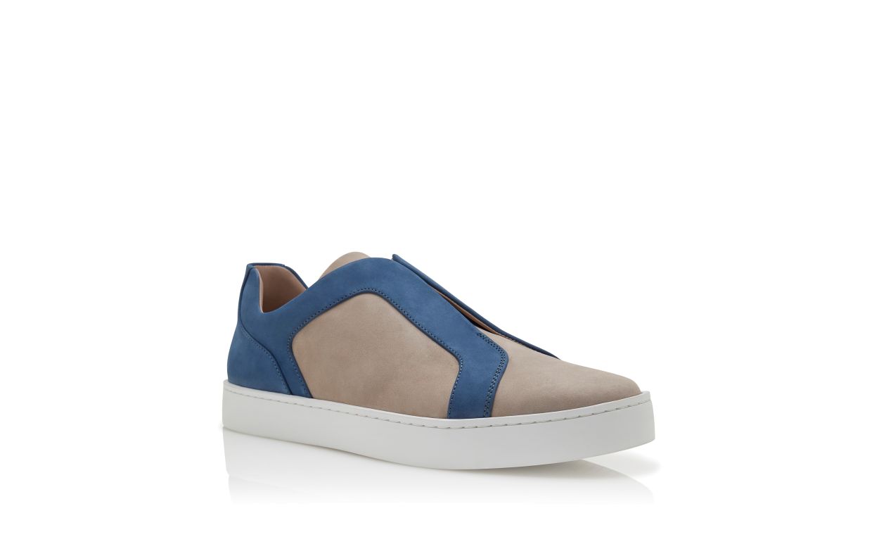 Scarpe da ginnastica in pelle di vitello grigia e blu