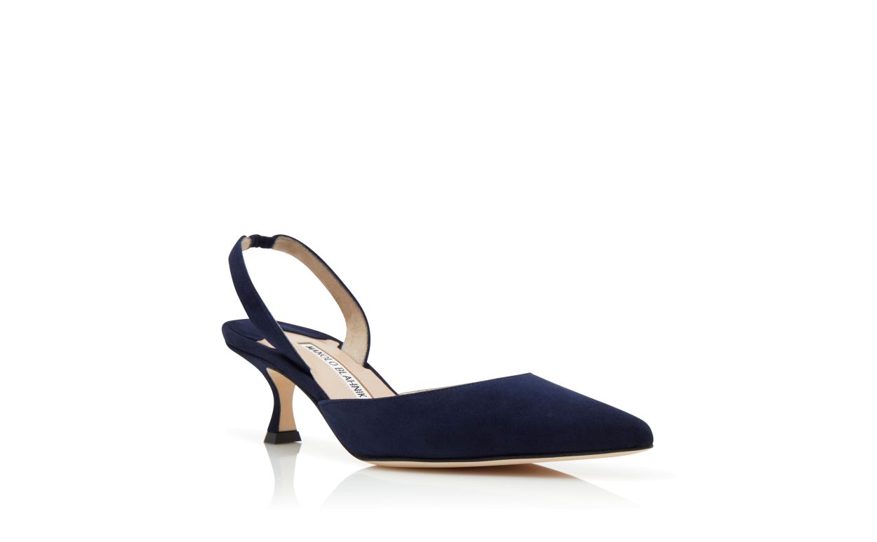 Pumps Slingback in Suede Blu Navy
