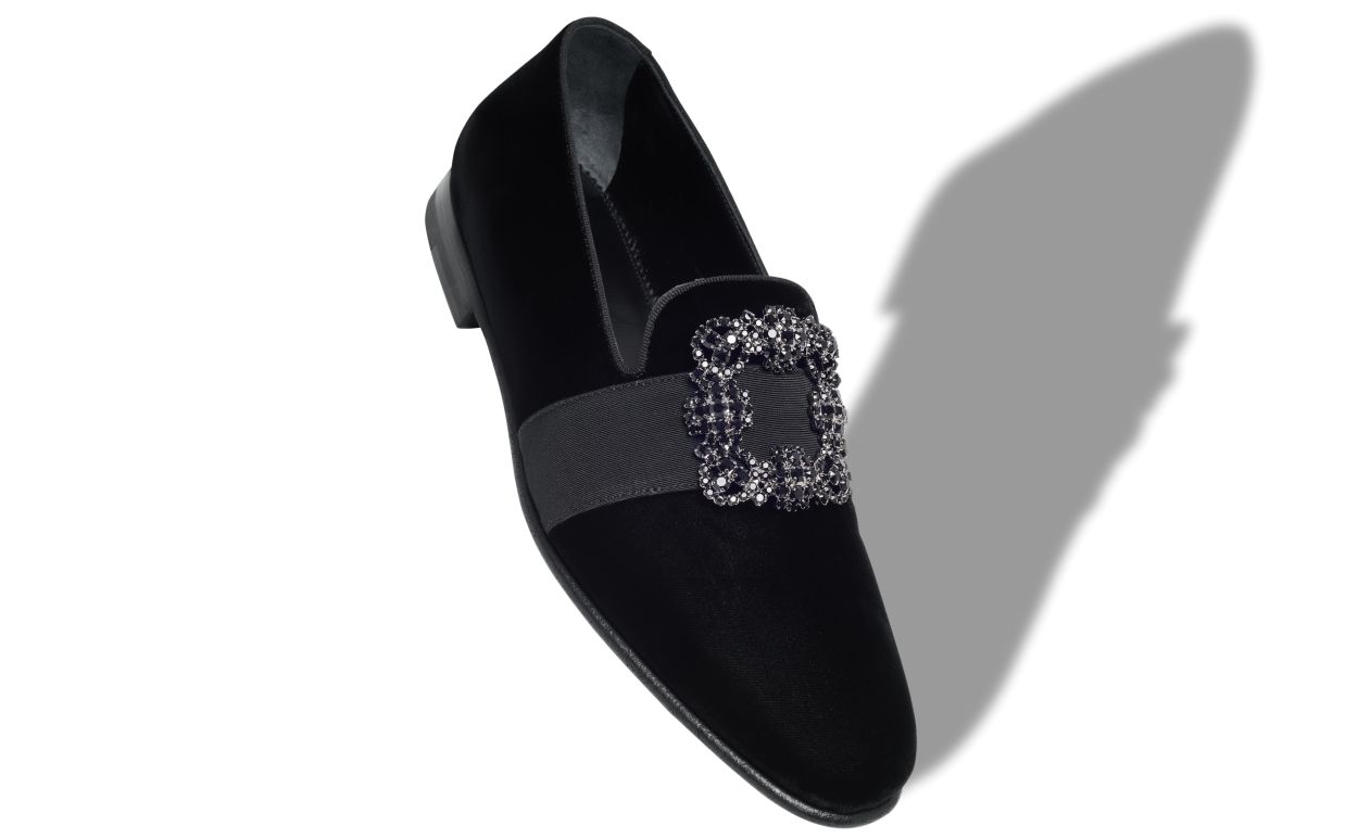 Loafers con Fibbia in Velluto Nero