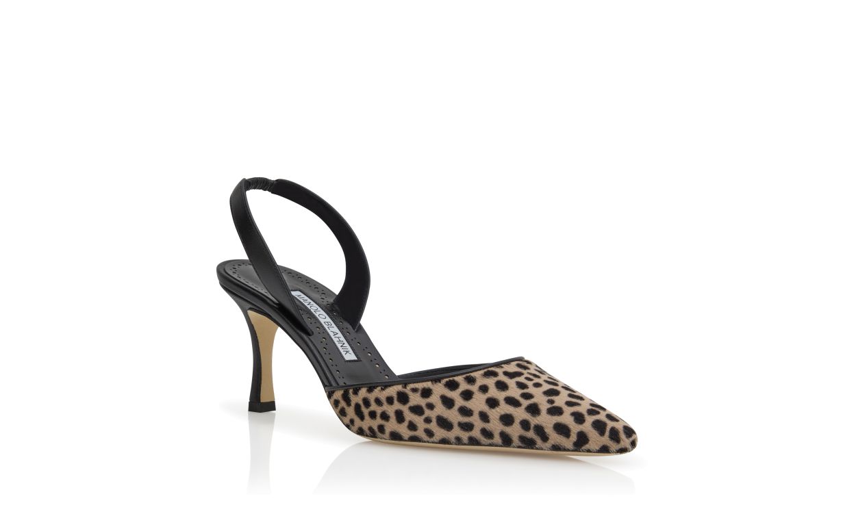 Pumps Slingback in Pelle di Vitello con Stampa Animale