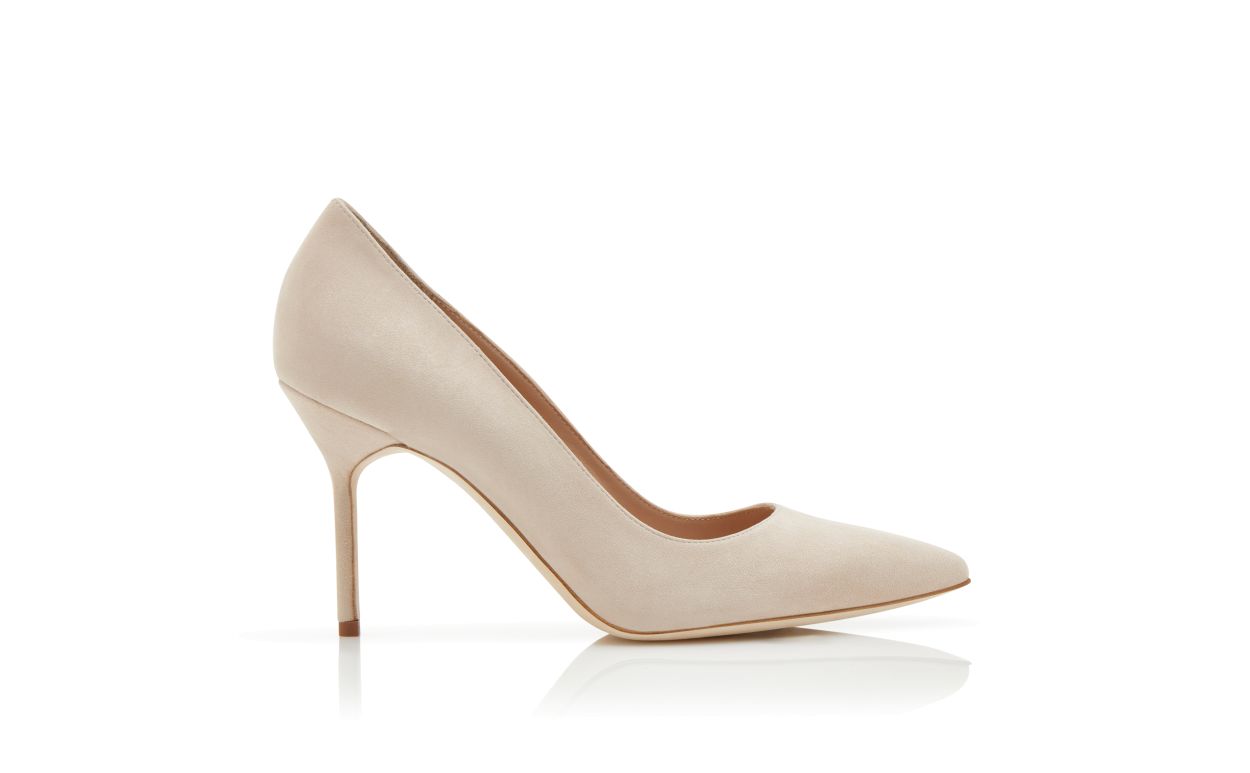 Pumps Punta Tonda in Suede Beige Chiaro