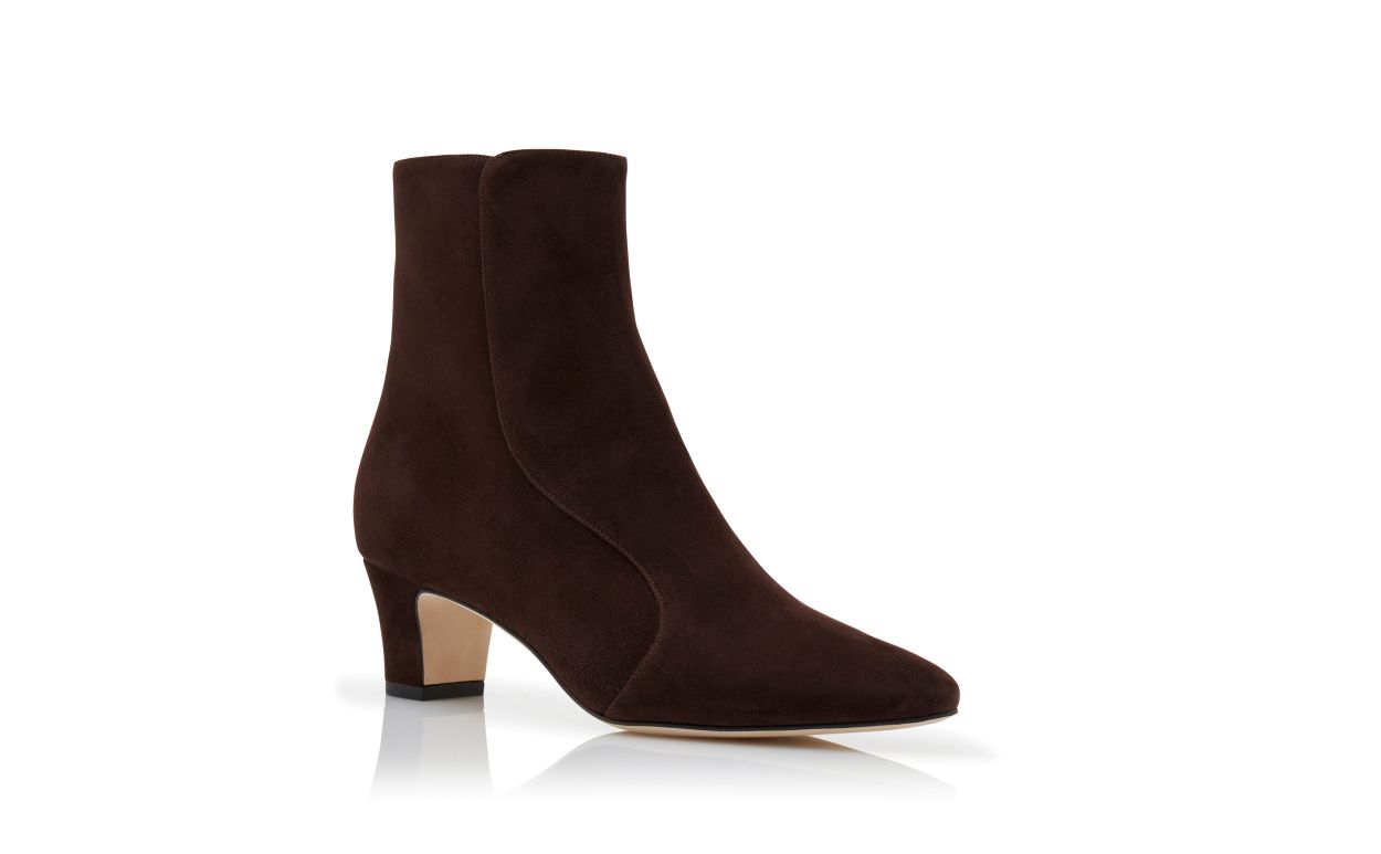 Stivali alla Caviglia Tonda in Suede Marrone
