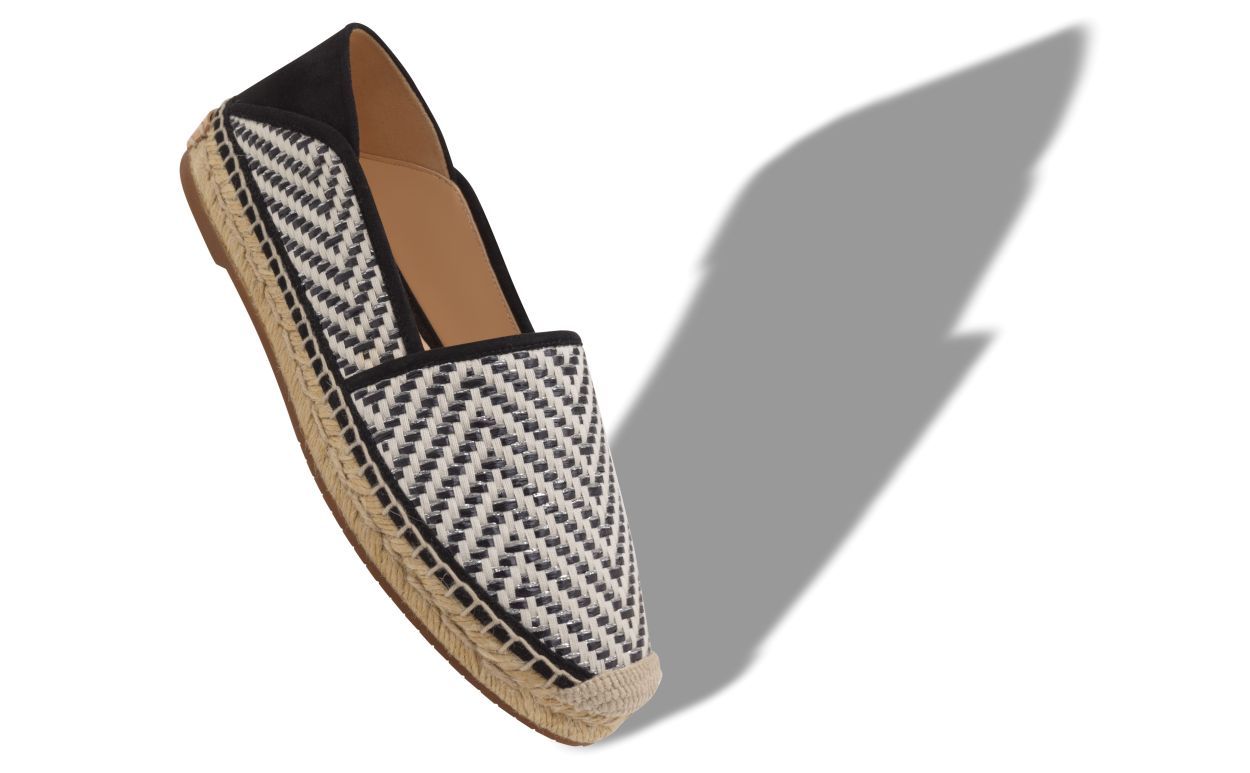 Espadrilles in rafia nero e bianco